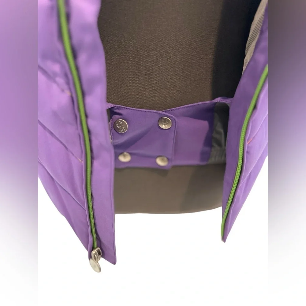 Spyder Girls Puffer Jacket Purple Green Hooded Size 16
